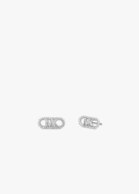 Michael Kors Sterling Silver Pavé Empire Link Stud Earrings