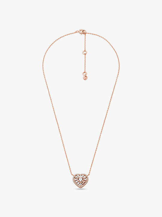 قلادة مايكل كورس على شكل قلب مستطيل الشكل مطلية بالذهب الوردي عيار 14 قيراط michael kors قلادة مايكل كورس على شكل قلب مستطيل الشكل مطلية بالذهب الوردي عيار 14 قيراط