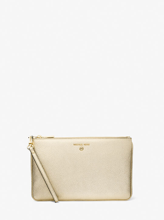 Large Metallic Pebbled Leather Wristlet michael kors large metallic pebbled leather wristlet