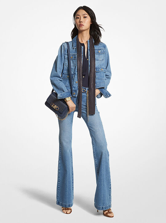 Denim Belted Flared Jeans michael kors denim belted flared jeans