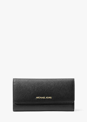 michael kors محفظة جيت سيت ترافيل من الجلد المتقاطع ثلاثي الطي