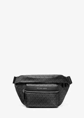 michael kors signature logo print woven belt bag