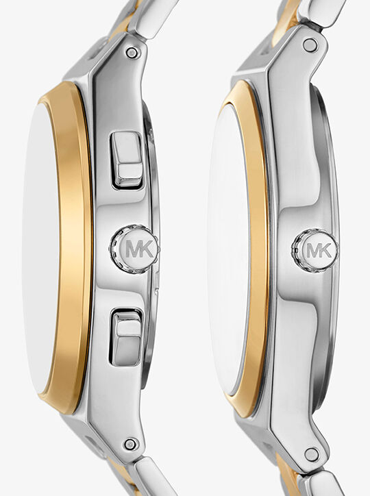 Lennox His and Hers Pavé Two-Tone Watch Set michael kors lennox his and hers pav two tone watch set