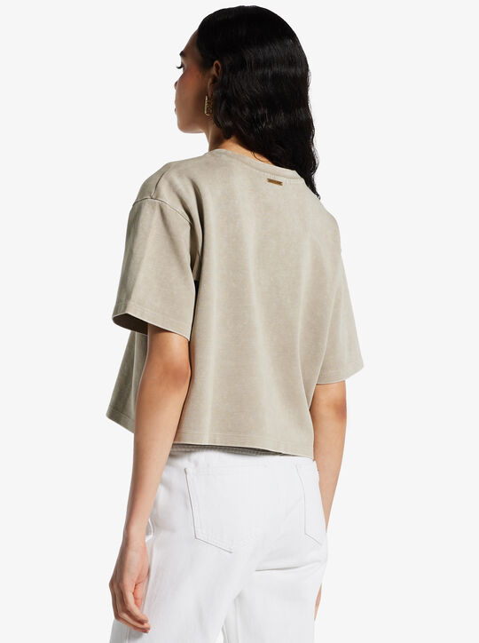 michael kors oversized logo embossed cotton blend t shirt