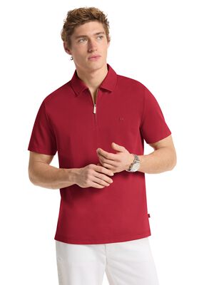 michael kors sleek piqu  short sleeve zip polo shirt