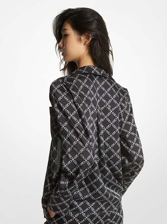 Empire Logo Print Satin Pajama Top michael kors empire logo print satin pajama top