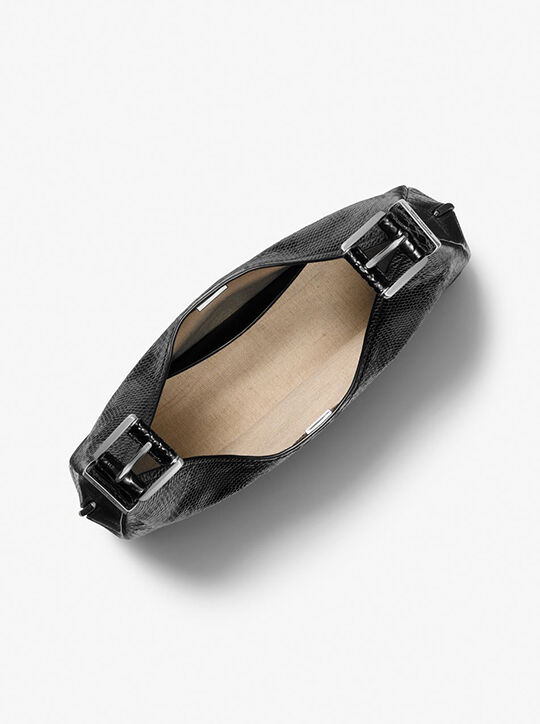 michael kors nolita large snake embossed leather hobo shoulder bag