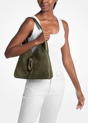 michael kors حقيبة كتف كورنيليا متوسطة الحجم من جلد الغزال