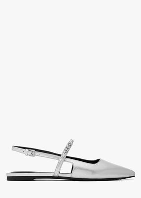 michael kors dina flex metallic leather slingback flat