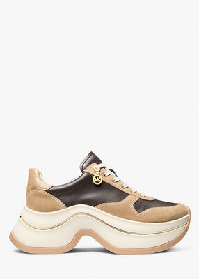 michael kors arla leather and suede trainer