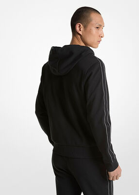 michael kors هودي بسحاب من مزيج القطن وشريط