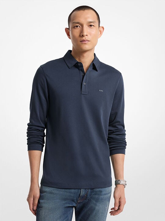 Cotton Long-Sleeve Polo Shirt michael kors cotton long sleeve polo shirt