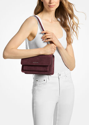 michael kors claire large suede shoulder bag