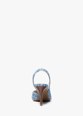michael kors alina flex signature logo print denim sling pump