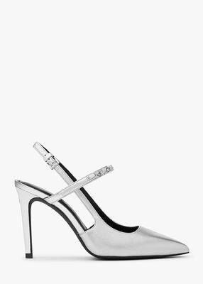 michael kors dina flex metallic leather slingback pump