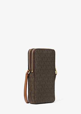 michael kors jet set small signature logo smartphone crossbody bag
