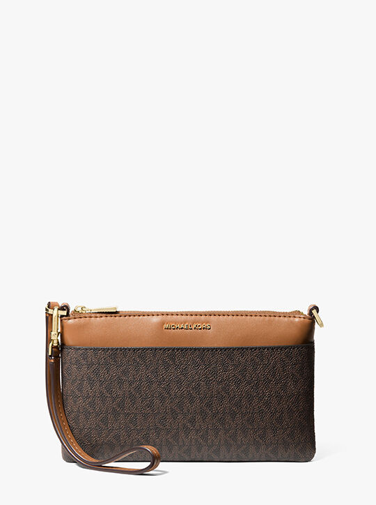 michael kors jet set medium signature logo wristlet