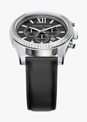 michael kors ساعة مايكل كورس ليكسينغتون كرونوغراف من الجلد الأسود