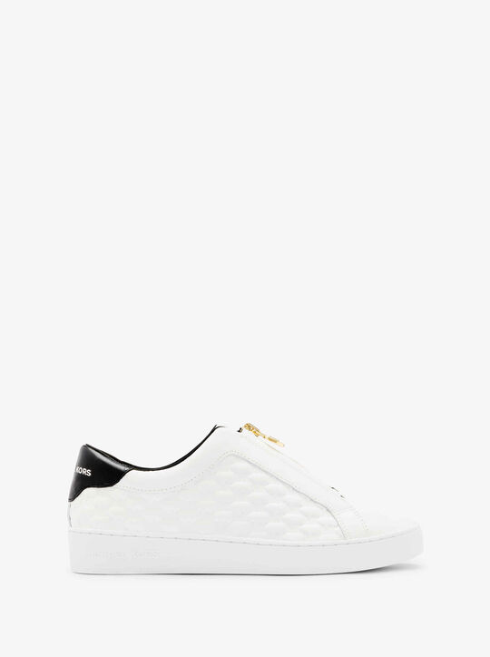 Keaton Logo Embossed Leather Zip-Up Sneaker michael kors keaton logo embossed leather zip up sneaker