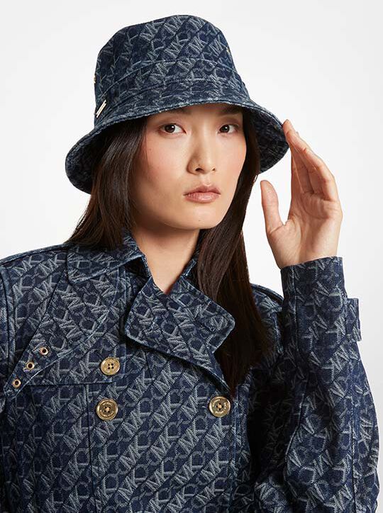 Empire Logo Jacquard Denim Bucket Hat michael kors empire logo jacquard denim bucket hat