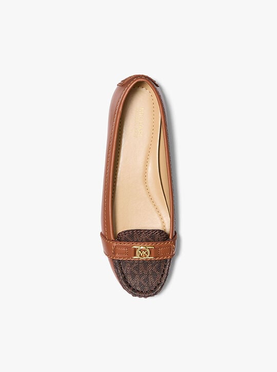 Mandy Leather and Signature Logo Moccasin michael kors mandy leather and signature logo moccasin