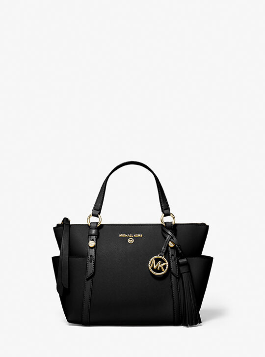 Sullivan Small Saffiano Leather Top-Zip Tote Bag, BLACK | Michael