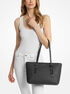 Quinn Medium Signature Logo and Leather Tote Bag michael kors quinn medium signature logo and leather tote bag