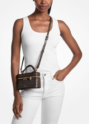 michael kors حقيبة جانا كروس بودي صغيرة جدًا قابلة للتحويل من جلد التمساح المنقوش