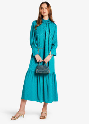 michael kors empire diamond satin jacquard maxi dress