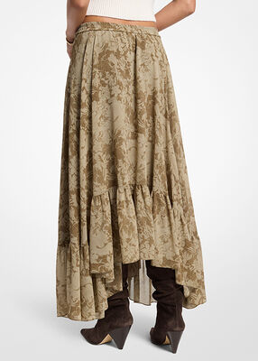 michael kors floral print georgette high low skirt