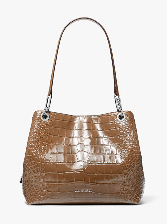 michael kors kensington large crocodile embossed leather tote bag