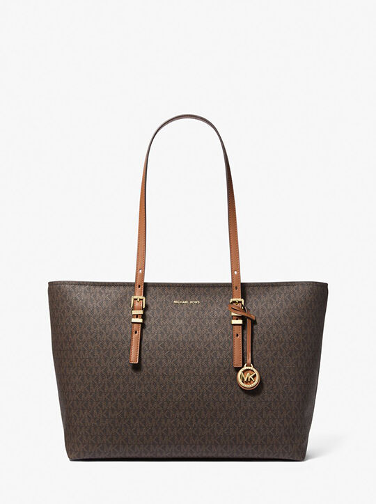 michael kors quinn large signature logo and leather tote bag