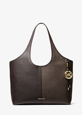 michael kors henly large signature logo and textured tote bag