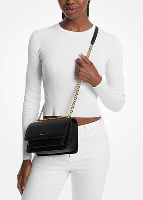 michael kors حقيبة كتف كلير كبيرة من الجلد المحبب قابلة للتحويل