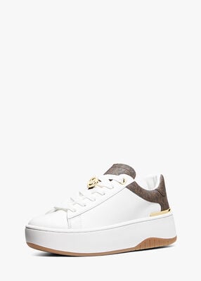 michael kors dottie signature logo trim and leather platform sneaker