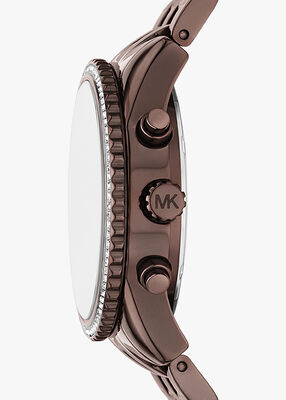 michael kors mini bryant pav  brown tone watch