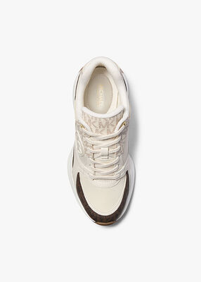 michael kors zuma two tone signature logo and nylon trainer