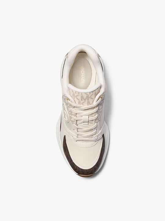 michael kors zuma two tone signature logo and nylon trainer