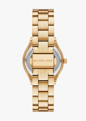 michael kors slim runway three hand gold tone watch gift set