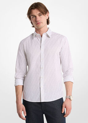 michael kors logo pinstripe stretch cotton shirt