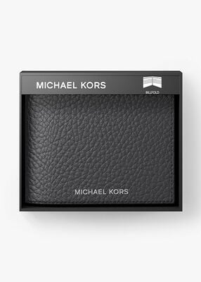 michael kors محفظة هدسون الجلدية الرفيعة ذات الطيات المحببة