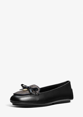 michael kors wendy leather and signature logo moccasin