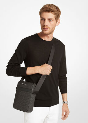 michael kors cooper signature logo flight bag