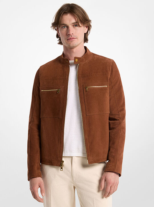 michael kors suede double zip racer jacket