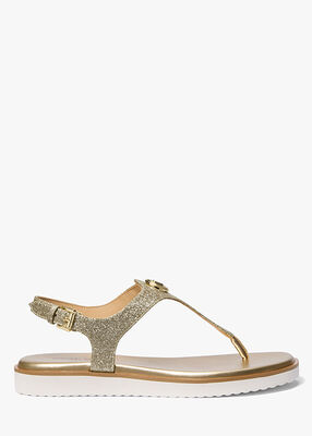 michael kors val glittered leather thong sandal