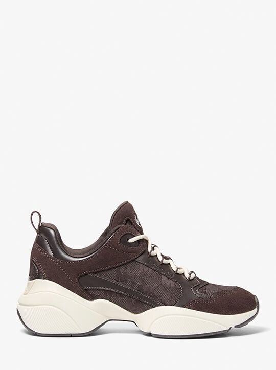 Bowie TK and Logo Jacquard Trainer michael kors bowie tk and logo jacquard trainer