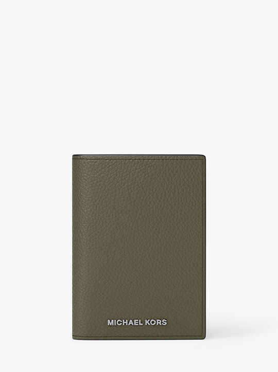 michael kors hudson pebbled leather folio card case
