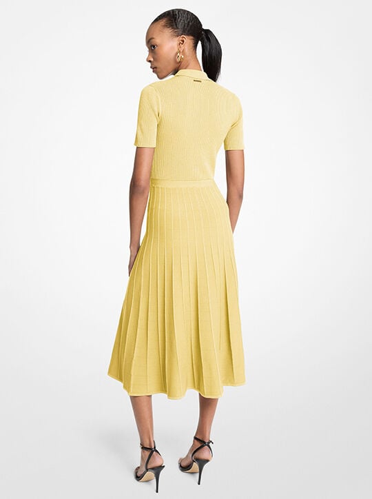 Ribbed Stretch Knit Polo Midi Dress michael kors ribbed stretch knit polo midi dress