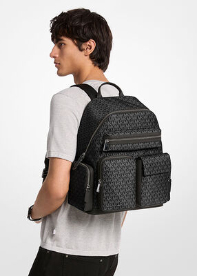 michael kors brooklyn medium printed signature logo cargo backpack