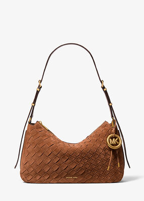 michael kors nolita medium hand woven suede shoulder bag
